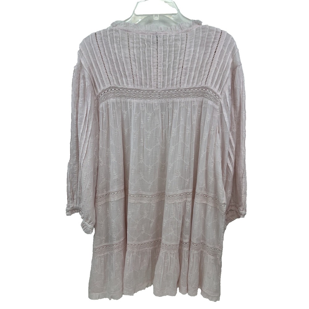 Sundance Warm Breeze Tunic Top Pink Size L NEW 100% Cotton Tiered Eyelet - Picture 2 of 8